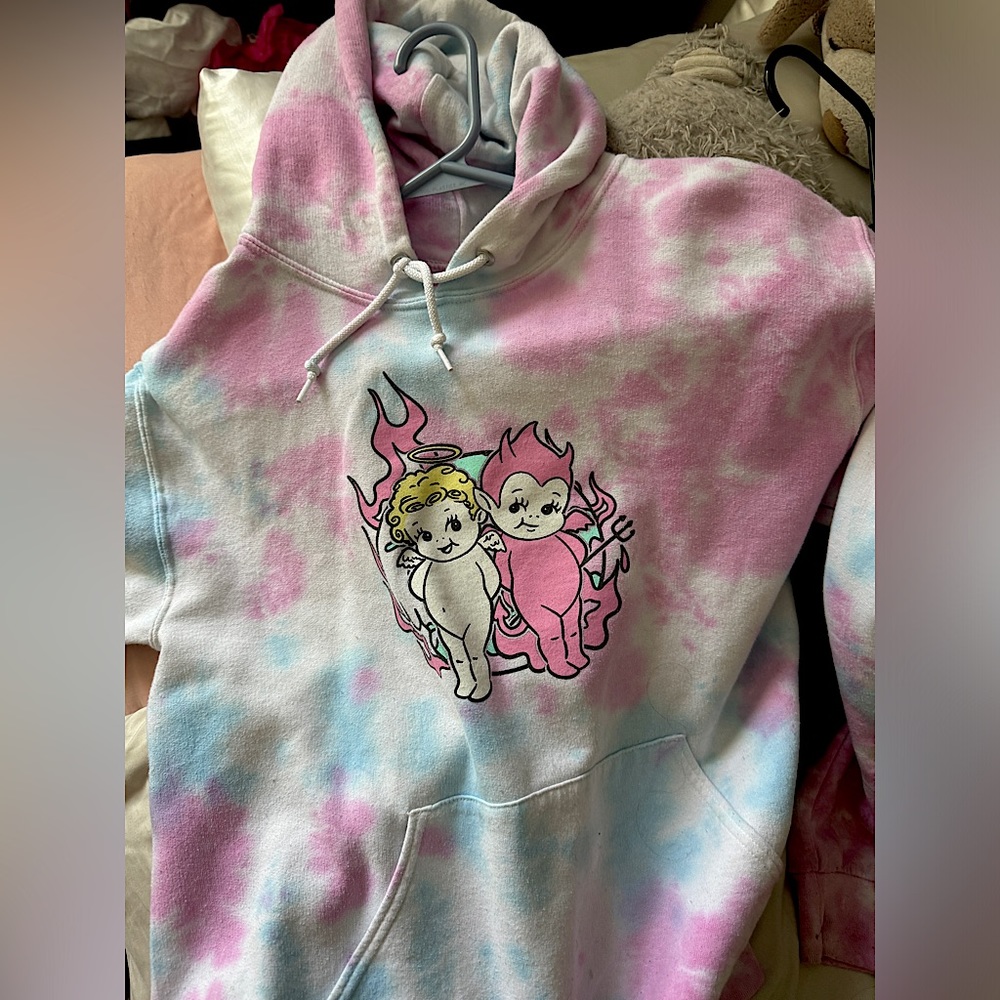 A-Lab Heaven & Hell Pink & Blue Tie Dye Hoodie